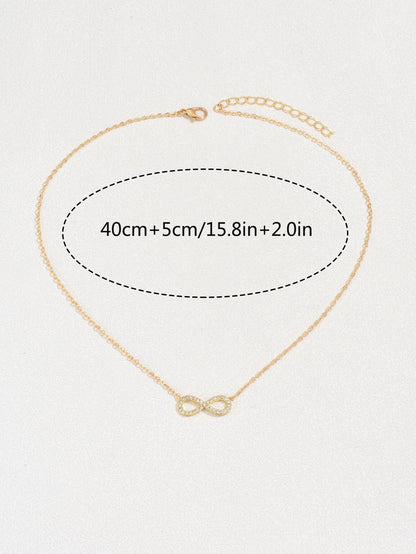 1Pc Cubic Zirconia Infinity Symbol Charm Necklace Copper Jewelry