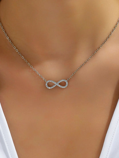 1Pc Cubic Zirconia Infinity Symbol Charm Necklace Copper Jewelry