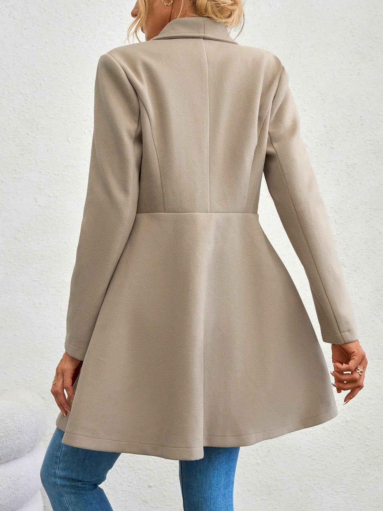 SHEIN RaffinéA Waterfall Collar Double Button Overcoat