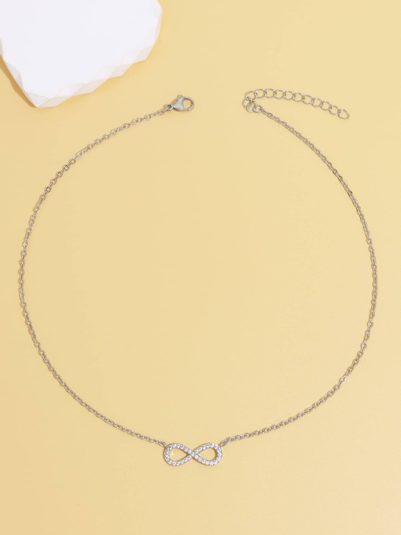 1Pc Cubic Zirconia Infinity Symbol Charm Necklace Copper Jewelry