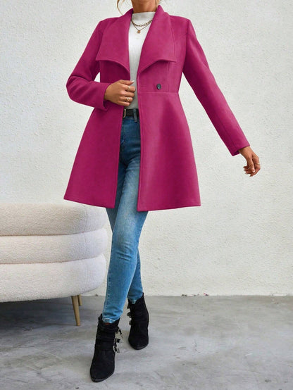 SHEIN RaffinéA Waterfall Collar Double Button Overcoat