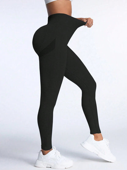 Sport Studio Yoga Leggings Seamless High Stretch Tummy Control Scrunch Butt Active Tights with Wideband Waist