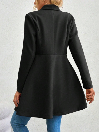 SHEIN RaffinéA Waterfall Collar Double Button Overcoat