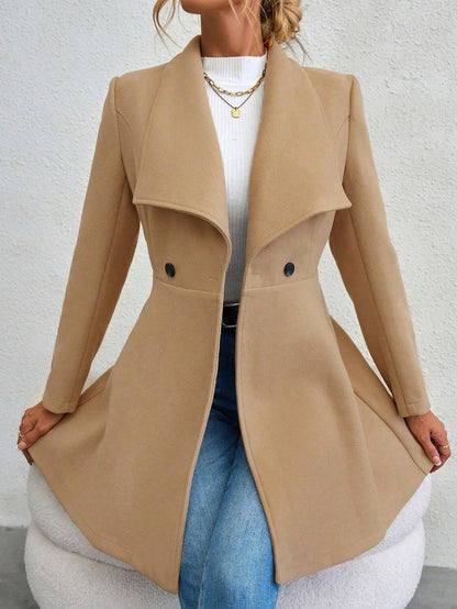 SHEIN RaffinéA Waterfall Collar Double Button Overcoat