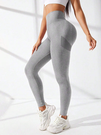 Sport Studio Yoga Leggings Seamless High Stretch Tummy Control Scrunch Butt Active Tights with Wideband Waist