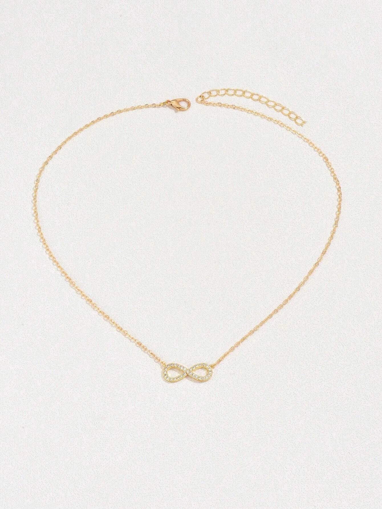 1Pc Cubic Zirconia Infinity Symbol Charm Necklace Copper Jewelry