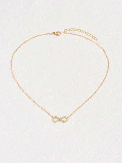 1Pc Cubic Zirconia Infinity Symbol Charm Necklace Copper Jewelry