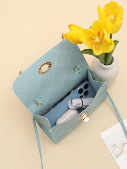 Bow Decor, Silk Scarf Decorated Small Square Bag for Daily Shopping