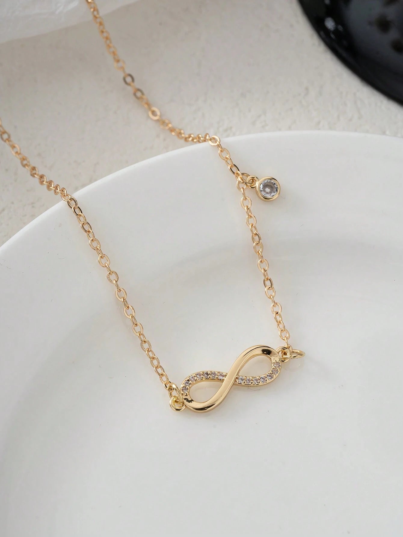 1Pc Cubic Zirconia Infinity Symbol Charm Necklace Copper Jewelry